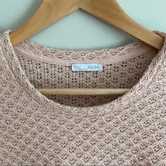 ZARA Pink & White Layered Short Sleeve Knit Top - Picture 5 of 6